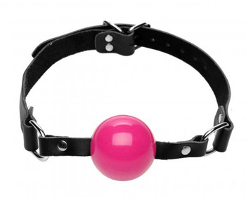Pink Silicone Ball Gag With Leather Straps Sex Toy