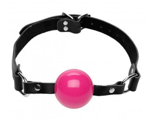 Pink Silicone Ball Gag With Leather Straps by XR Brands