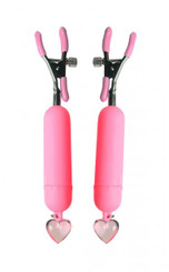 Pink Crush Vibrating Nipple Clamps by XR Brands
