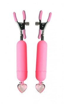 Pink Crush Vibrating Nipple Clamps by XR Brands