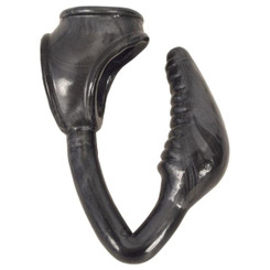 The Earl Cock And Ball Ring With Anal Plug -black