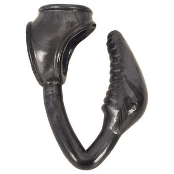The Earl Penis And Ball Ring With Anal Plug black by Curve Toys