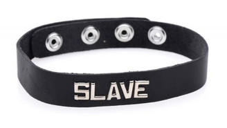 Leather ID Word Collar Slave by XR Brands