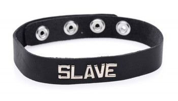 Leather ID Word Collar Slave by XR Brands