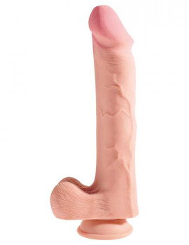 King Penis Triple Density 12 inches Dildo with Balls Beige by Pipedream Products