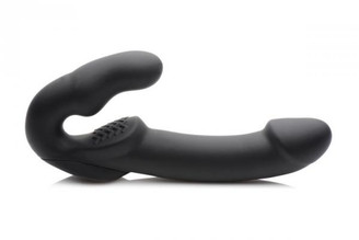 Evoke Super Charged Black Vibrating Strapless Strap On Black Sex Toys