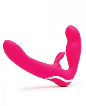 Happy Rabbit Rechargeable Pink Vibrating Strapless Strap On by LoveHoney