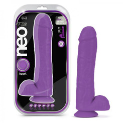 Neo Elite 11in Dual Density Cock W/ Balls Neon Purple Best Sex Toy