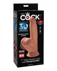 King Cock Plus 7 In Triple Density Cock W/ Swinging Balls Tan Adult Sex Toys