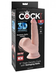 King Cock Triple Density Plus 6in Cock W/ Swinging Balls Sex Toys