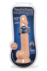 Fleshstixxx 10in Silicone Dildo W/ Balls Latte Sex Toys
