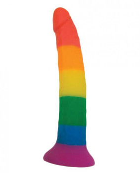 Rainbow Power Drive 7 inches Strap On Dildo With Harness Silicone Sex Toy