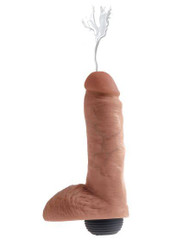 King Cock 8 inches Squirting Cock with Balls Tan Dildo Best Sex Toys