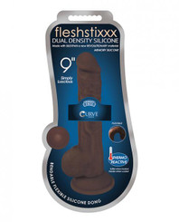 Fleshstixxx 9in Silicone Dildo W/ Balls Chocolate Best Adult Toys