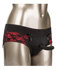 Scandal Crotchless Pegging Panty Set Red L/XL by Cal Exotics