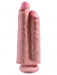 King Cock 9 inches Two Cocks One Hole Beige Adult Sex Toy