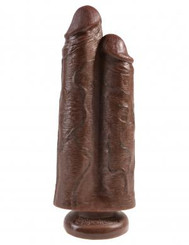 King Cock 9 inches Two Cocks One Hole Brown Adult Sex Toys