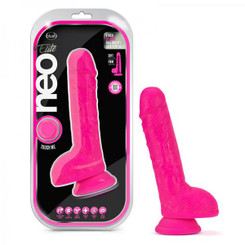 Neo Elite 9in Dual Density Cock W/ Balls Neon Pink Sex Toys