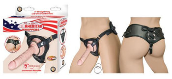 All American Whoppers 5 inches Straight Dong Beige & Universal Harness Sex Toy