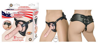 All American Whoppers 5 inches Straight Dong Beige & Universal Harness by NassToys