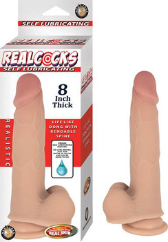 Realcocks Self Lubricating 8 inches Thick Beige Dildo Adult Sex Toys