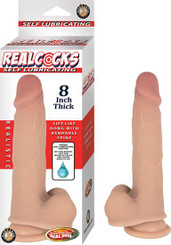 RealShaft Dildo Self Lubricating 8 inches Thick Beige Dildo by NassToys