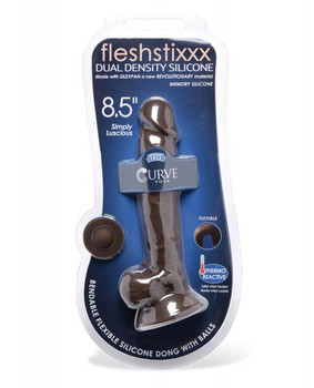 Fleshstixxx 8.5in Silicone Dildo W/ Balls Chocolate Adult Sex Toy