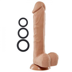 Pro Sensual Premium Silicone Dong Tan 9 inches with 3 C-Rings Adult Sex Toys