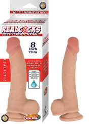 Realcocks Self Lubricating 8 inches Thin Beige Dildo Adult Sex Toy