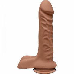 The D Super D 8 inches Dildo with Balls Caramel Tan Adult Sex Toys
