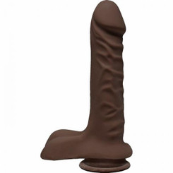 The D Super D 8 inches Dildo with Balls Chocolate Brown Adult Toy