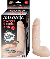 Natural Realskin Squirting Penis 03 7.5 inches Dildo Beige Sex Toy
