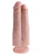 King Cock 7 inches Two Cocks One Hole Beige Dildo Adult Toy