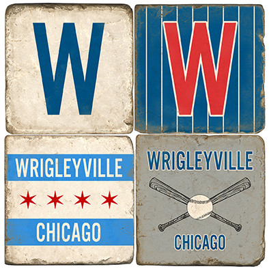 Wrigleyville Chriago Coaster Set. Handmade Marble Giftware by Studio Vertu.