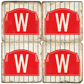 Wrigleyville Chicago Coaster Set. Handmade Marble Giftware by Studio Vertu.