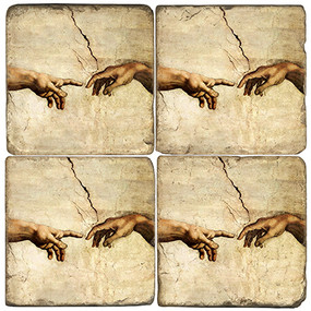 Michelangelo's Creation Coaster Set. Handmade Marble Giftware by Studio Vertu.