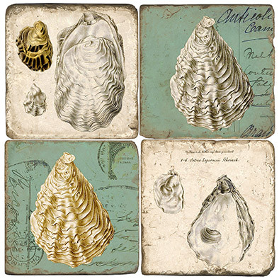 Oyster Shell Coaster Set. Handcrafted by Studio Vertu.