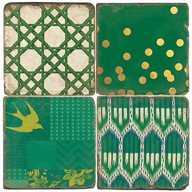 Emerald Isle Coaster Set. Handmade Marble Giftware by Studio Vertu.