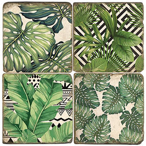 Bohemian Palms Coaster Set. Handmade Marble Giftware by Studio Vertu.