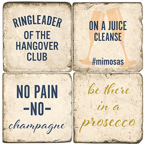 Drinking Quote Coaster Set. Handcrafted Marble Giftware by Studio Vertu.