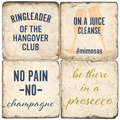 Drinking Quote Coaster Set. Handcrafted Marble Giftware by Studio Vertu.