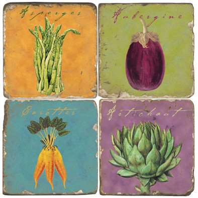 Vegetable Coaster Set. Handcrafted Marble Giftware by Studio Vertu.