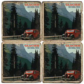 Glacier National Park Coaster Set. Handcrafted Marble Giftware by Studio Vertu.