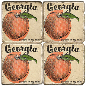 Georgia Peach Coaster Set. Handcrafted Marble Giftware by Studio Vertu.