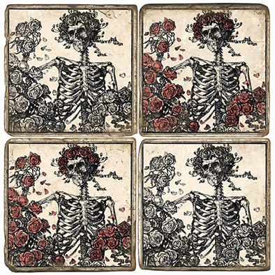 B&W Skeleton Coaster Set.  Handcrafted Marble Giftware by Studio Vertu.