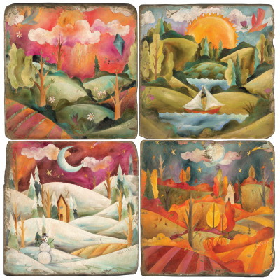 Sticks Landscapes Coaster Set. Handcrafted Marble Giftware by Studio Vertu.