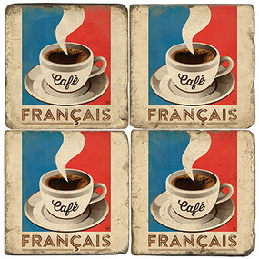 French Cafe Coaster Set. Handcrafted Marble Giftware by Studio Vertu.
