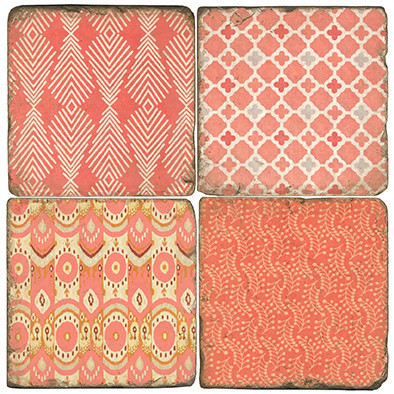 Pink Grapefruit Coaster Set. Handcrafted Marble Giftware by Studio Vertu.