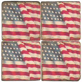 American Flag coaster set. Handcrafted marble giftware by Studio Vertu.
