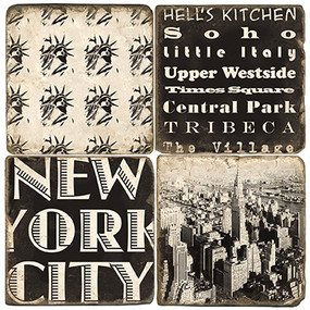 New York City Coaster Set. Handcrafted Marble Giftware by Studio Vertu.